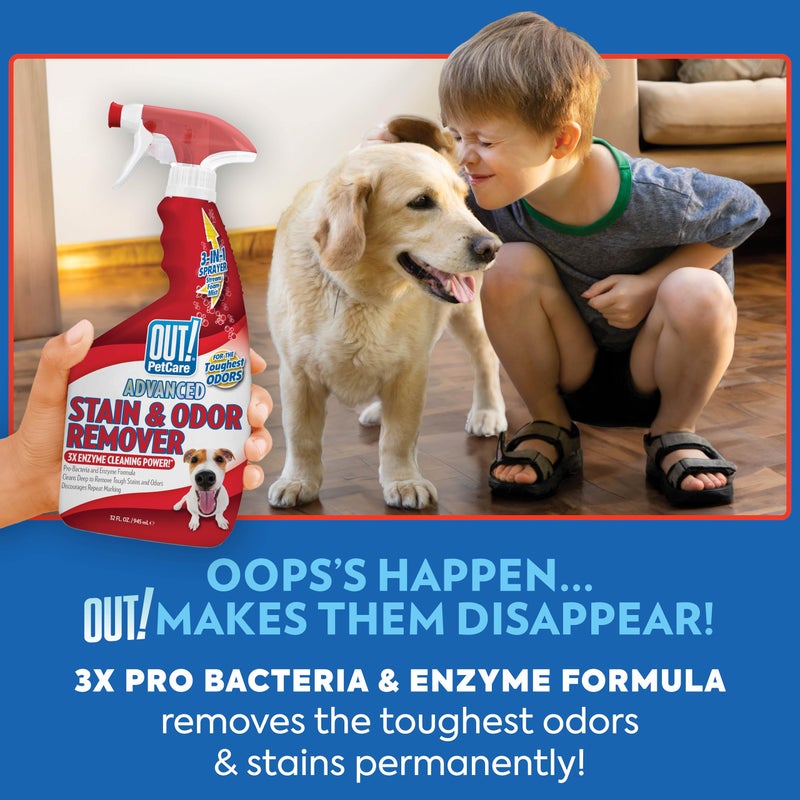 OUT! PetCare Pet Odor & Stain Remover Spray, Carpet & Floor Cleaner, Deodorizer for Dogs & Cats, Made in USA, 32 fl oz (2 Pack) - Image 4